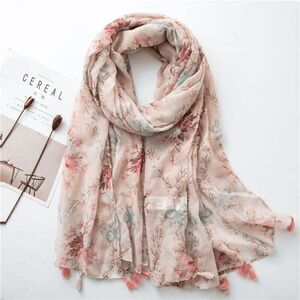 Ladies Pink Flower Scarf